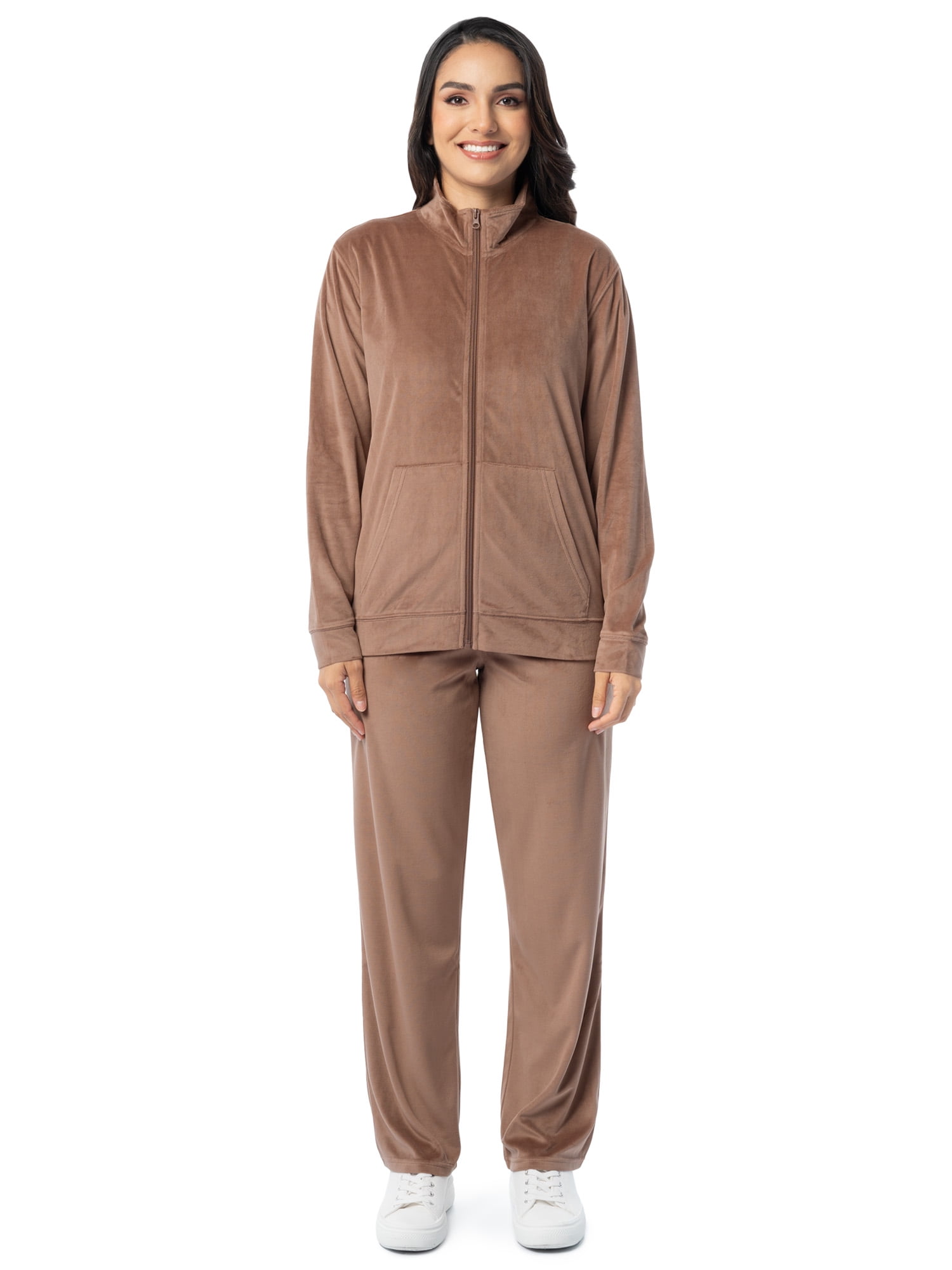 Athletic Works Women's Soft Velour Jacket and Pant Tracksuit, Size S-XXL