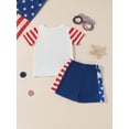 thumbnail image 3 of Infant Baby Boys Summer 4th of July Outfits Striped Short Sleeve Letter Print Tops + Shorts Set, 3 of 9
