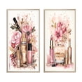 thumbnail image 2 of Designart "Pink and Gold Boho Chic Beauty Make-up II" Toiletries Framed Wall Art Set Of 2 - Glam Pink Framed Wall Art Set Of 2, 2 of 6