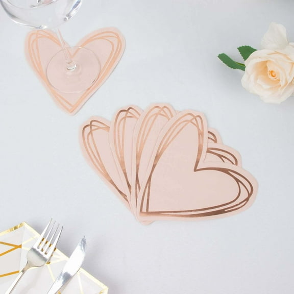 Efavormart 20 Pack | Heart Beverage Cocktail Napkins, Disposable Paper Napkins - 11"x9"