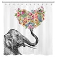thumbnail image 2 of HVEST Elephant Shower Curtain Decor, Funny Wild Animal Elephant and Heart Shaped Rural Wildflower Floral Shower Curtain Rustic Style Bathroom Polyester Fabric Decor Curtain with Hooks, 72X72 inch, 2 of 5