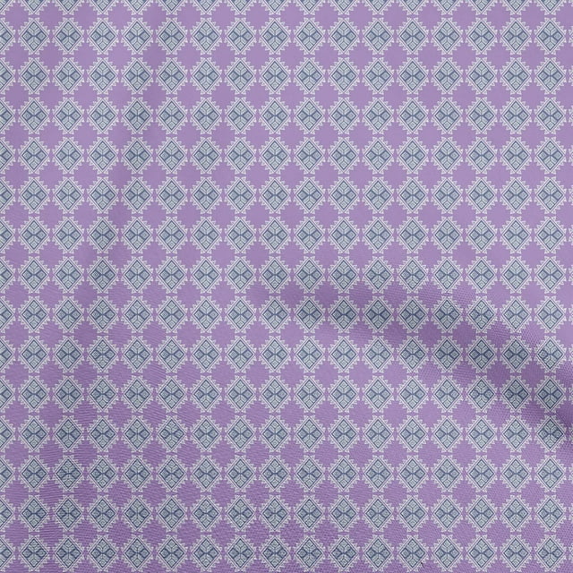 oneOone Viscose Chiffon Medium Purple Fabric Geometric Sewing Material Print Fabric By The Yard 42 Inch Wide