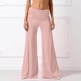 thumbnail image 4 of Coral Fold Over Yoga Pants for Women Low Waisted Wide Leg High Elastic Casual Flowy Pants Elegant Sweatpants S-2XL, 4 of 5