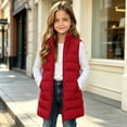 thumbnail image 4 of OGLCCG Long Puffer Vest Girls Sleeveless Quilted Warm Coat Gilet Jacket Fall Winter Zip Up Padded Outerwear with Pockets(Red,13-14 Years), 4 of 8