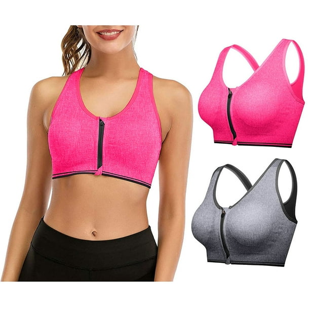 Women Sports Bra Front Opening Closing Zipper Without Steel Rring Mesh  Shoulder 