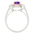 thumbnail image 4 of 1.615 ctw Solitaire with Zirconia Diamond Accents Anniversary Ring for Women | Round Cut Natural Amethyst | Hyperallergenic Solid 14K White/Rose Gold, 4 of 5