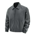 thumbnail image 2 of Mens Big & Tall Bomber Jackets Full Zipper M-5XL Plus Size Long Sleeve Collar Coats with Pockets Casual Solid Motorcycle Outerwear Jacket, 2 of 4
