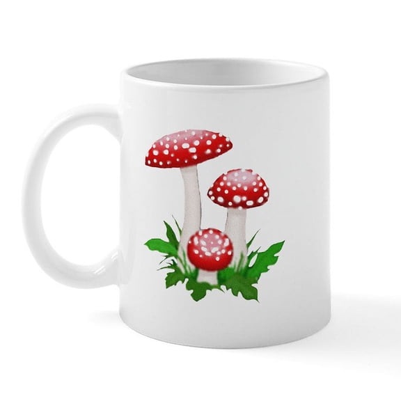 CafePress - Red Mushrooms Mug - 11 oz Ceramic Mug - Novelty Coffee Tea Cup