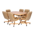 thumbnail image 3 of Furnish Theory  Caster Chair Company Ashtyn 7-Piece 42x[42/60] Caster Dining Set Wood Edge Laminate Table Top & Buff Polyurethane Rolling Swivel Tilt Chairs, 3 of 20