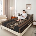 thumbnail image 4 of Feelyou Leopard Cheetah Print Twin Sheet Sets, Modern Fashion Brown Twin Fitted Sheet, Teens Adult Women Men Flat Sheet, Microfiber Bedroom Decor, 3pcs, 4 of 7