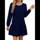 thumbnail image 1 of Vestido Tipo Sudadera de Larga para Mujer, de Otoño, con Cuello Redondo, de Punto Acanalado y Patchwork, Minivestidos Informales. Azul Marino L, 1 of 7