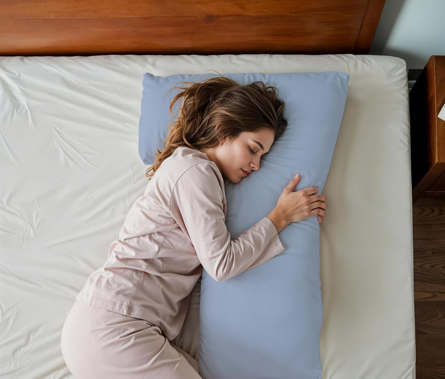 snuggL Body Pillow for Side Sleeper and Pregnancy, L Shaped for Knee, Back and Hip Support