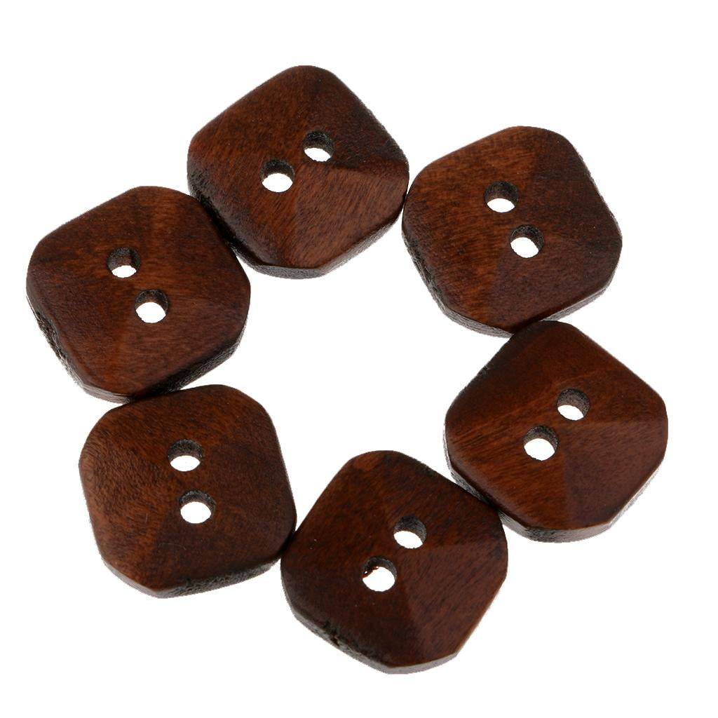 GUOOL 6x 100 Pieces Wooden Flatback -Holes Buttons for Sewing Clothing Buttons Repair 13mm