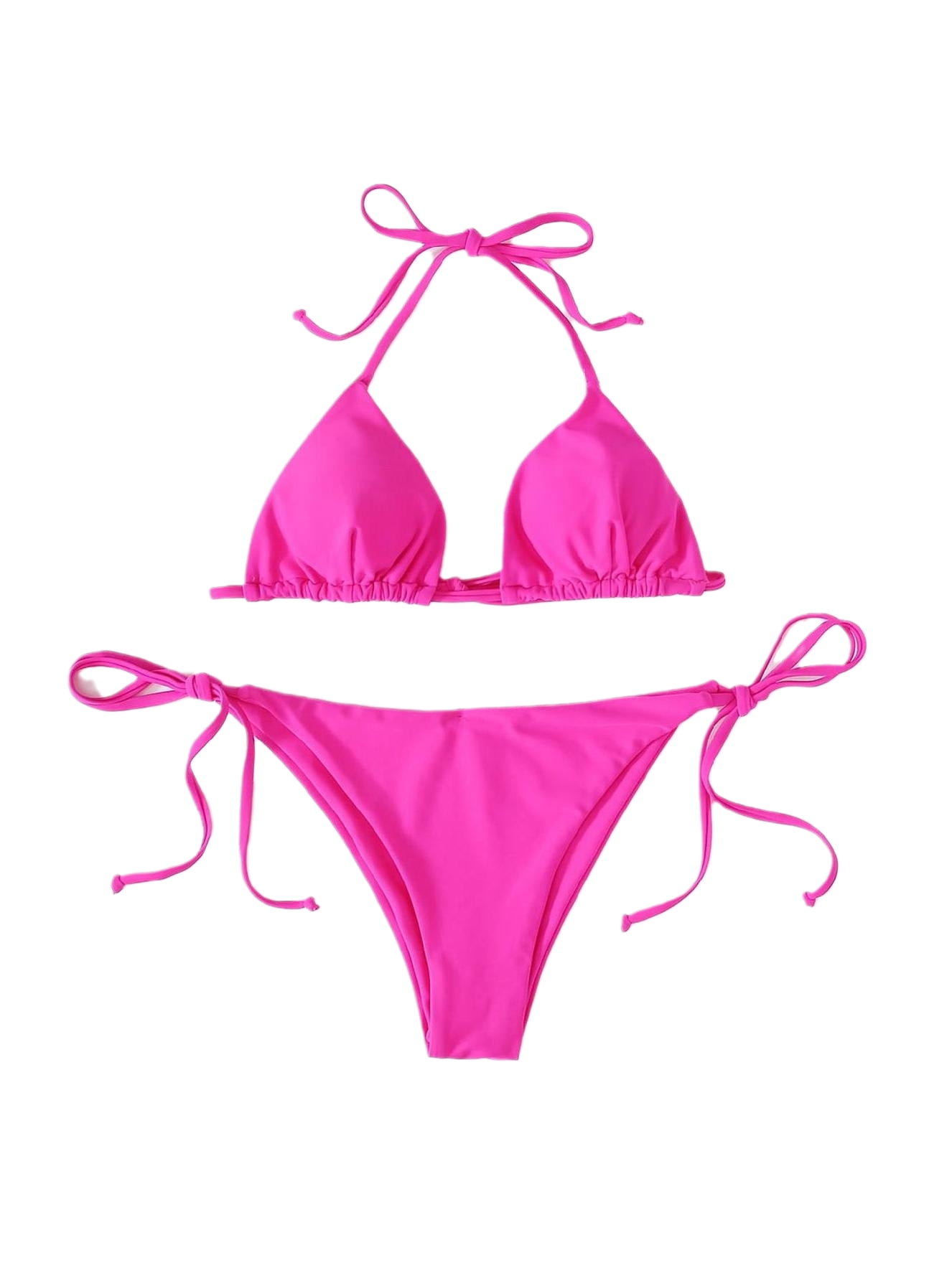 Women's Swimsuit Halter Triangle Bra with Tie Side Panty Bikini Set