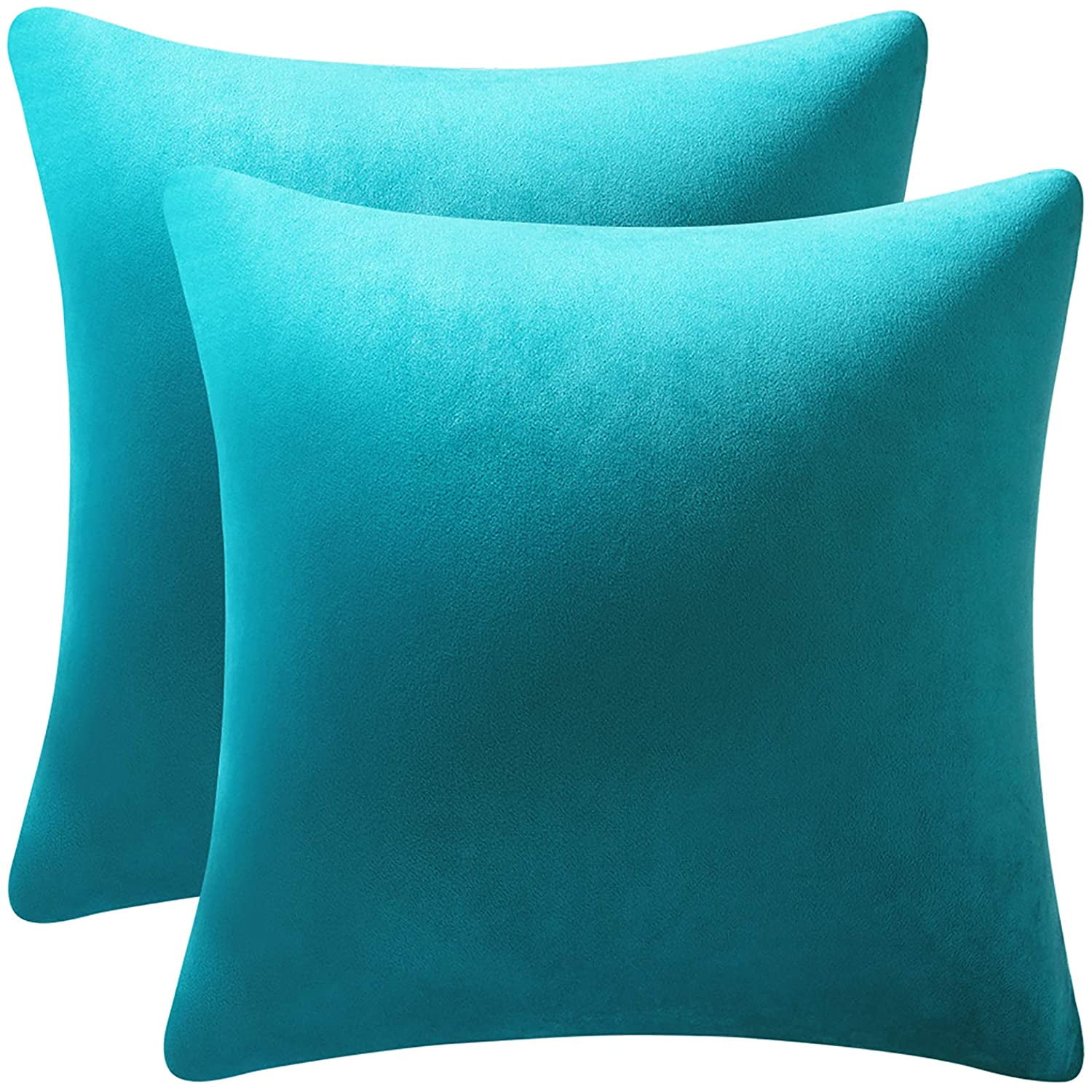 Turquoise Throw Pillow Covers 2 Pack 20 x 20 Inch Cozy Soft Velvet