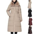 thumbnail image 5 of qucoqpe Winter Coats Women's Winter Down Jacket Long Over The Knee Collar Waist Cinched Coat Jacket, 5 of 5