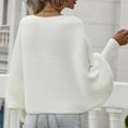 thumbnail image 5 of UJNDER Casual Round Neck Knitted Sweater for Women Long Batwing Sleeve Solid Color Soft Loose Ribbed Pullover White M, 5 of 9