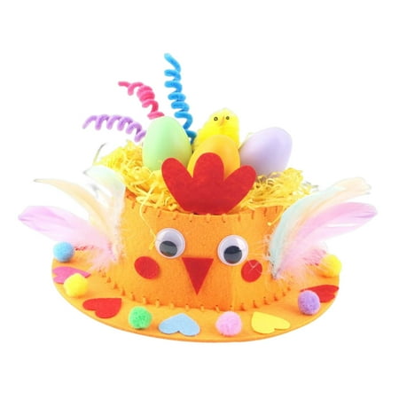 

Children DIY Easter Hat Set Easter Craft Supplies for Boys and Girls Easter Party Favors to Decorate and Wear Lightweight Accessories Orange