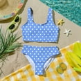 thumbnail image 6 of CCRFTGI Girls Swimsuits Size 6-7 Two Piece Sets Swim Vacation Bathing Suit Beach Vacation Polka Dots Girls Bikini Cute Summer Girls Clothes Swim Suit Kids Bikini Blue 7-8 Years, 6 of 9