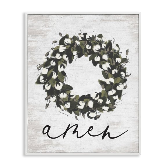 Stupell Industries French Country Amen Country Wreath White Framed Giclee Art, 11 x 14, by Lettered and Lined
