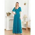thumbnail image 1 of Robe de Mariage Robes d'Invité de Mariage pour Femmes Robe de Soirée à Manches Courtes Col en V avec Taille Fine pour Dîner Robe de Fête Robe de Demoiselle d'Honneur, 1 of 6