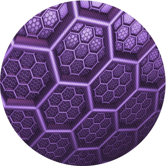 Ahgly Company Machine Washable Indoor Round Transitional Jasmine Purple Area Rugs, 8' Round