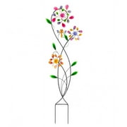 Wind & Weather Colorful Garden Trellis with Three Spinning Flowers