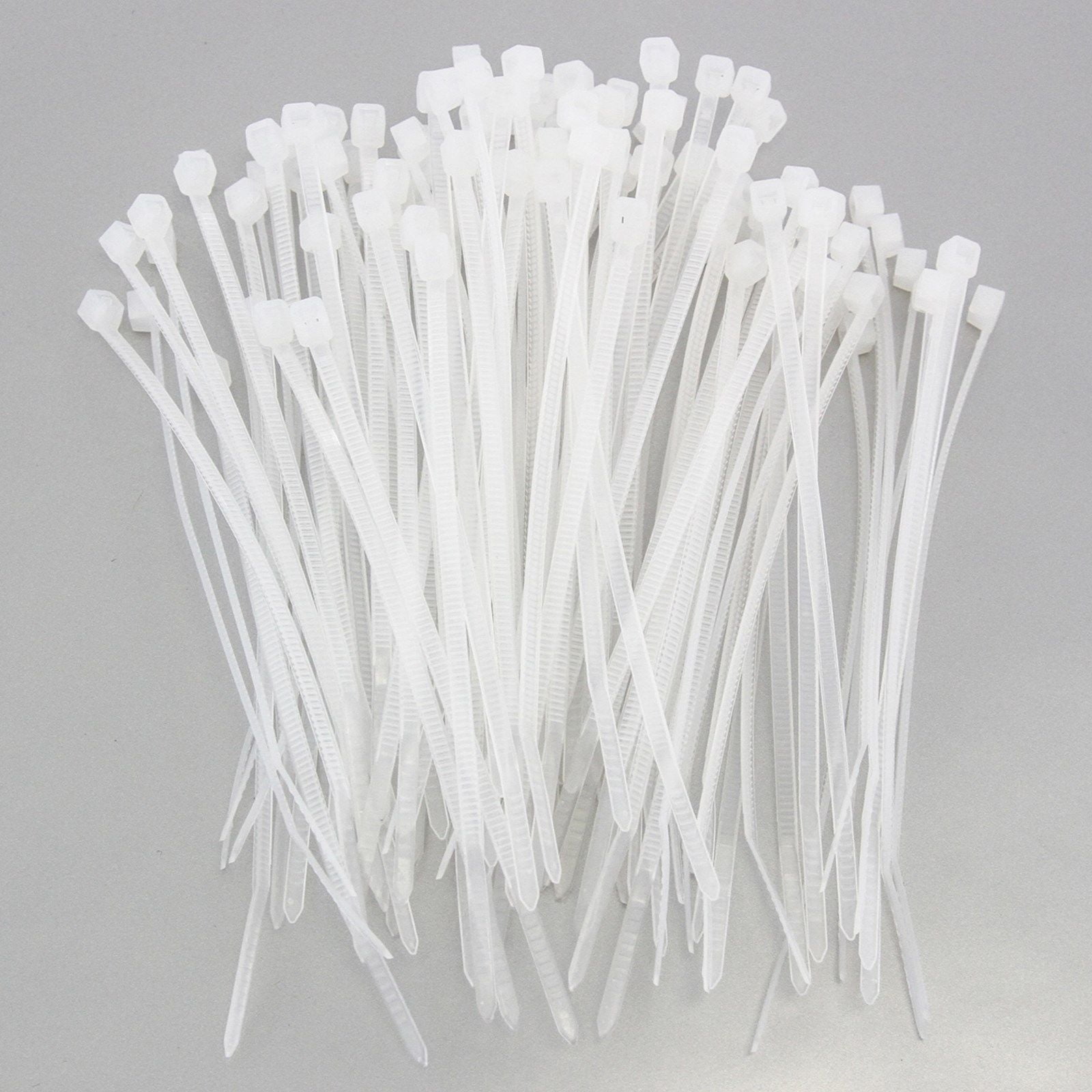 1000 Heavy Duty 4 Inches 18 Pound Zip Cable Ties Nylon Wrap White Clear Natural