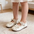 thumbnail image 2 of Djtdsds Girls Pearl Mary Jane Shoes Lace Bow Flats with Adjustable Strap for Dress and Casual Wear Size:11.5, 2 of 3