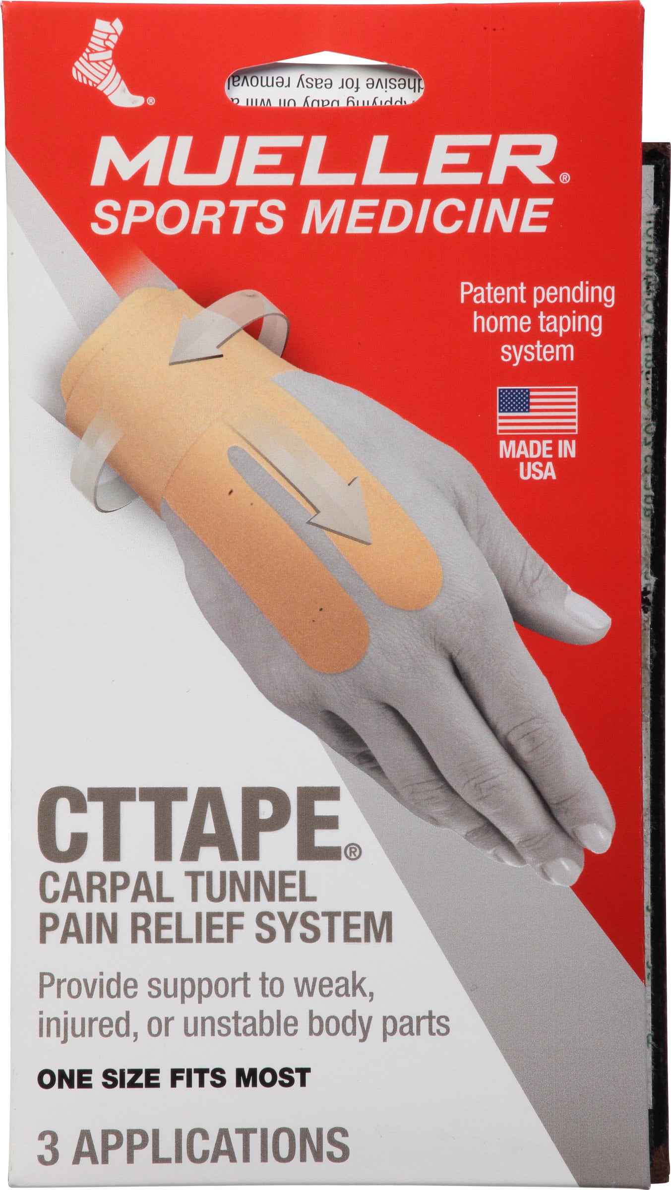 Mueller CTTape System for Carpal Tunnel Pain Relief, Beige, One Size Fits Most, 3 Applications