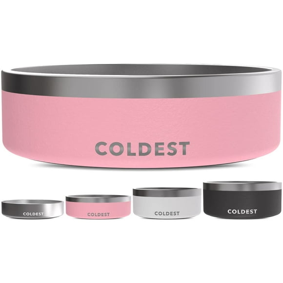 coldest Dog Bowl - Stainless Steel Non Slip No Spill Proof Skid Metal Insulated Dog Bowls, cats, Pet Food Water Dish Feeding for Large Medium Small Breed Dogs (42 oz, cotton candy Pink)