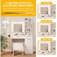 thumbnail image 4 of Ourlova Vanity Table Set with Built-In 3-Color LED Bulbs & Storage Ottoman, Particle Board Makeup Desk, White, 4 of 6
