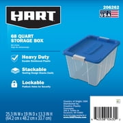 (Pack of 6) HART 68 Quart Latching Plastic Storage Bin Container, Clear
