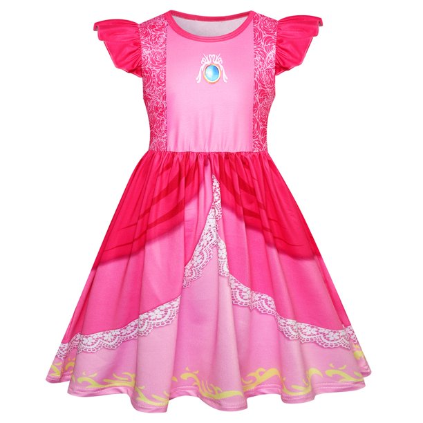 BCBL Niños Princesa Melocotón Vestido De Disfraces Para Niñas Halloween Super Mario Cosplay Fiesta 2 10 Años