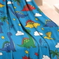 thumbnail image 3 of Blue Cartoon Dinosaurs Clouds Stars Pattern Blanket,Comfortable Soft Lamb Wool Throw Blanket,All Season,Warm Lightweight Blankets for Sofa Bed Couch Living Room Chair,30"x40", 3 of 4