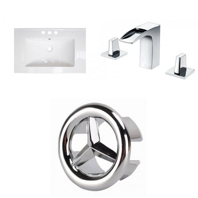 American Imaginations 35.5-in. W 3H8-in. Ceramic Top Set In White Color - Overflow Drain Incl. AI-24214