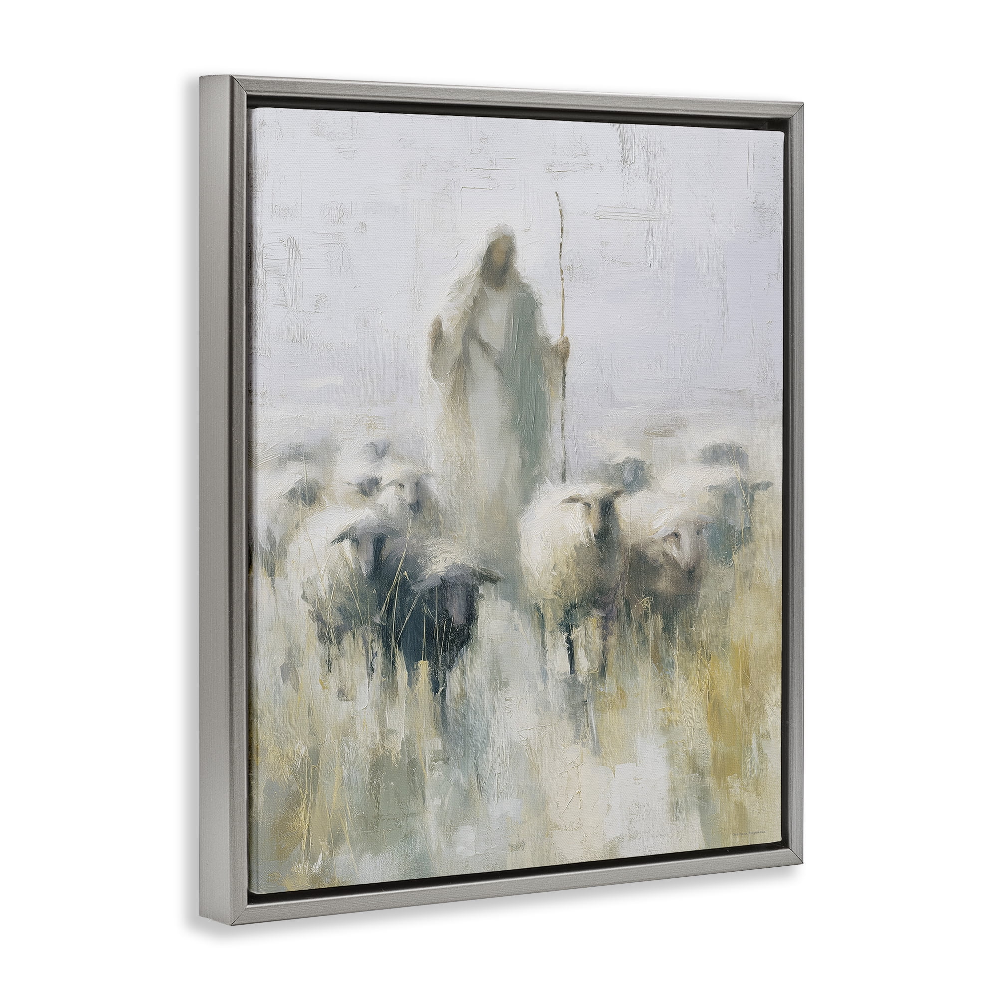 Stupell Industries The Gentle Guide Shepherd Gray Framed Floater Canvas Wall Art, design by Svetlana Aleynikova