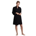 thumbnail image 3 of Turkuoise Linen Lightweight Knee Length Waffle Kimono Bath and Spa Robe Black Large, 3 of 5