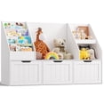 thumbnail image 4 of Asofer Kids Toy Organizers and Storage with 3 Drawer, 4-Tier Book Shelves for Playroom, White, 4 of 7