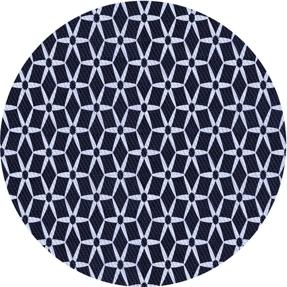 Ahgly Company Indoor Round Patterned Night Blue Area Rugs, 7' Round