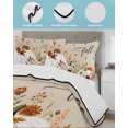 thumbnail image 3 of Quilts Queen Size Bedding Set, White Pumpkins Fall Reversible Summer Quilt 3 Pieces, Thanksgiving Floral Botanical Rustic Lightweight Bedspreads Coverlets with 2 Pillow Shams for All Seasons, 3 of 5