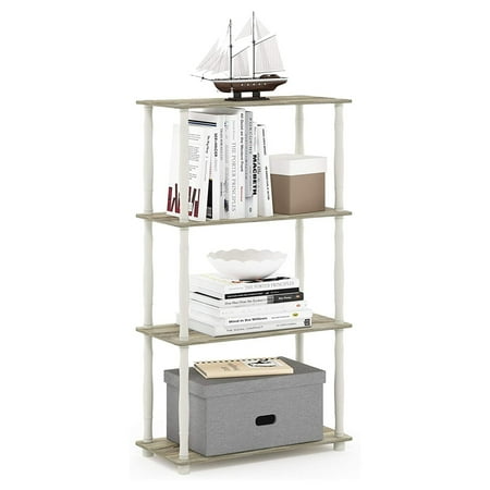 Furinno 23.6 W x 11.6 D x 43.25 H 4-Shelf Decorative Shelves, Sonoma Oak and White