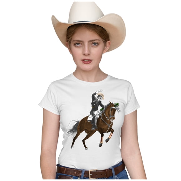 Playera PREMIUM Mujer Marëvnyk moda Camiseta Dama Caballo Rejoneador Vaquera 2 colores