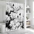 thumbnail image 6 of Chinese Painting Shower Curtain, Waterproof Shower Curtains for Bathroom, Traditional Culture Cool Bird Tree Branch Washable Fabric Bathtub Curtain Set Bath Decor with 12 Hooks Long 72"x84", 6 of 8