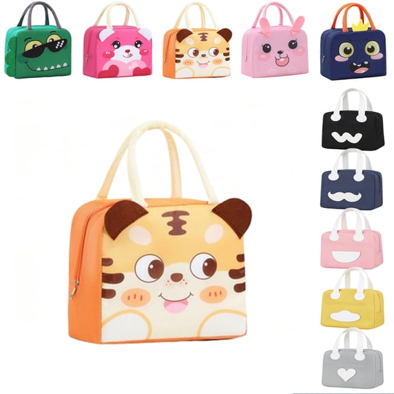 PYURTEP Lunch Bag, Cute 3D Cartoon Animal Insulated Lunch Box with Handle, 3-Layer Thermal Waterproof Cooler Tote for Kids School Office Picnic