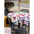 thumbnail image 6 of Square Outdoor Tablecloth with Umbrella Hole Colorful Love Heart Outside Table Cloth Waterproof Patio Table Cover Modern Art Teal Purple Red Zipper Tablecloths for Picnic Party Camping 60x60 Inch, 6 of 8