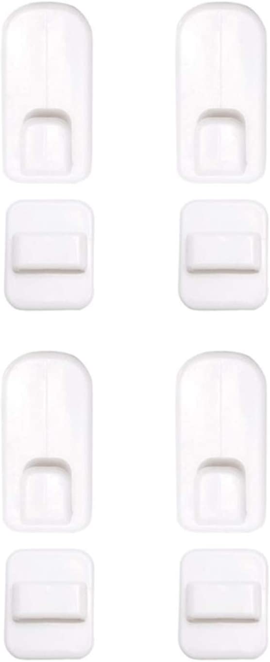 Remote Control Holder Hook,4 Set Wall Mount Storage Sticky White Plastic Hook