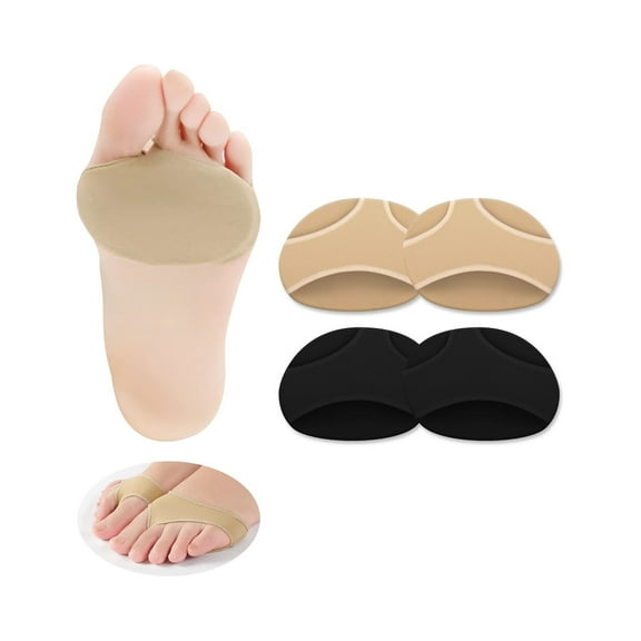 2 Pairs Fabric Soft Socks,2.5x3.5x0.1In Durable Metatarsal Pads for for Men and Women,Foot Care Sleeves for Men and Women,Metatarsalgia(Beige,Black)