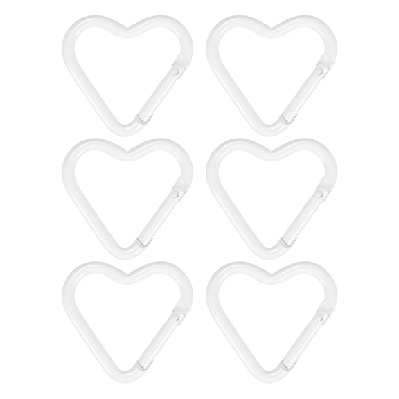 Uxcell Heart Shaped Hook Clip [6 Pack] - Keychain Clip Spring Snap Hook [White/Aluminum Alloy]