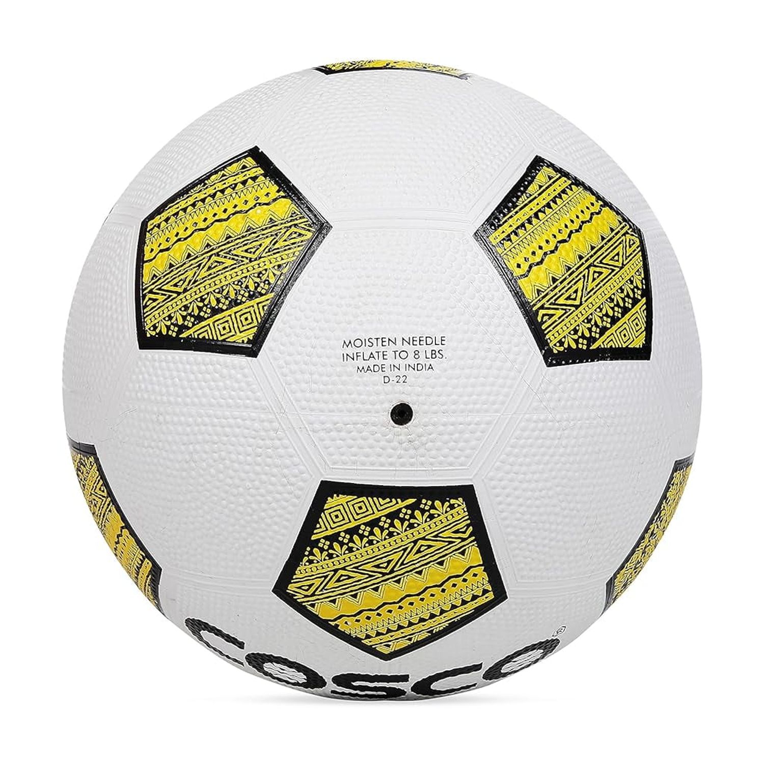 Cosco Football Mundial Size 5, Colour White & Yellow | Rubber Moulded Grain Surface Ball | For Unisex